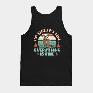 I'm fine.It's fine. Everything is fine.Merry Christmas  funny raccoon and Сhristmas garland Tank Top